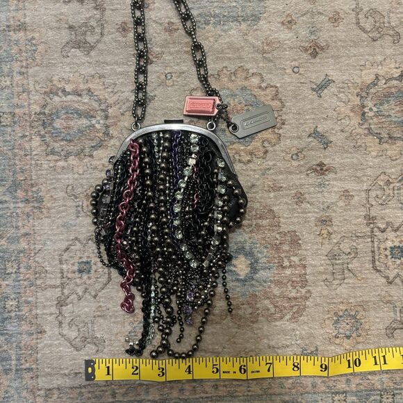 Coach Purse Poppy Tangled Chunky Metal Chains Rockstar Clutch Rhinestone Read - Picture 10 of 10